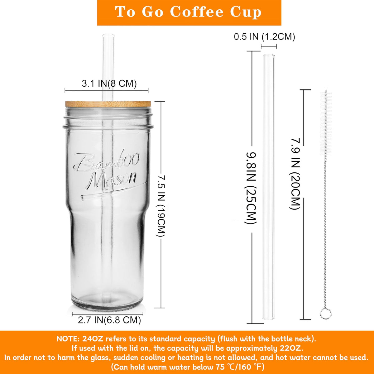 ANOTION mason jar cups with straws in a four-pack, ideal for iced coffee.