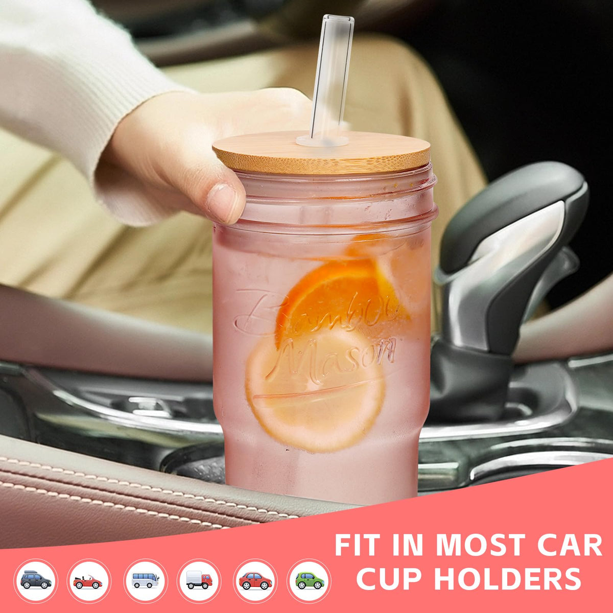 ANOTION travel-friendly cup fits most car cup holders for easy sipping on the road.