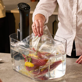 Anova Culinary Nano 3.0 immersed in water bath ensures consistent results