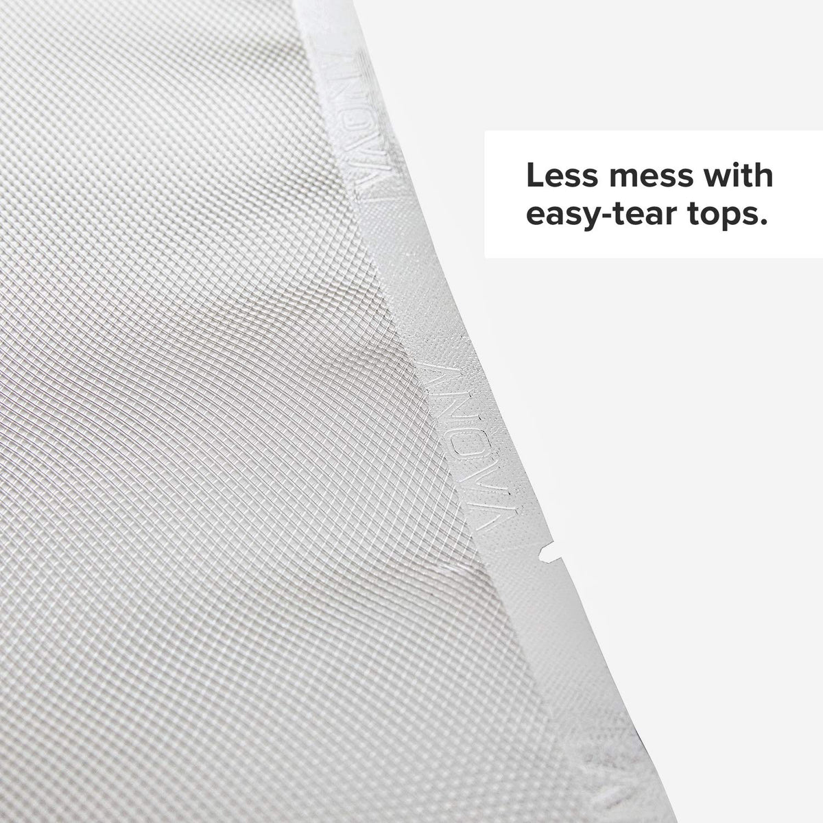 Anova bags close-up shows easy-tear tops for fast, mess-free sealing.