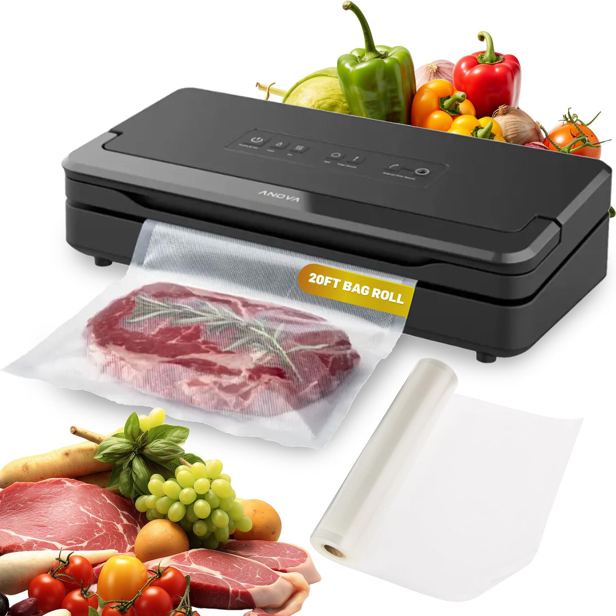 Anova Culinary Precision Vacuum Sealer Pro with built-in bag storage and cutter.