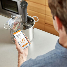 Anova Culinary Sous Vide Nano 2.0 app control for hands-free cooking and consistency