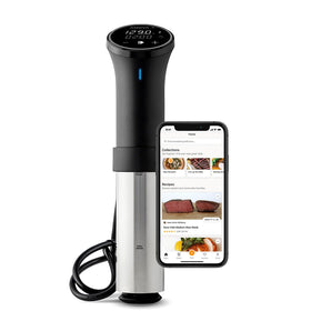 Anova Culinary Sous Vide 3.0 front view with precise temperature control in a water bath