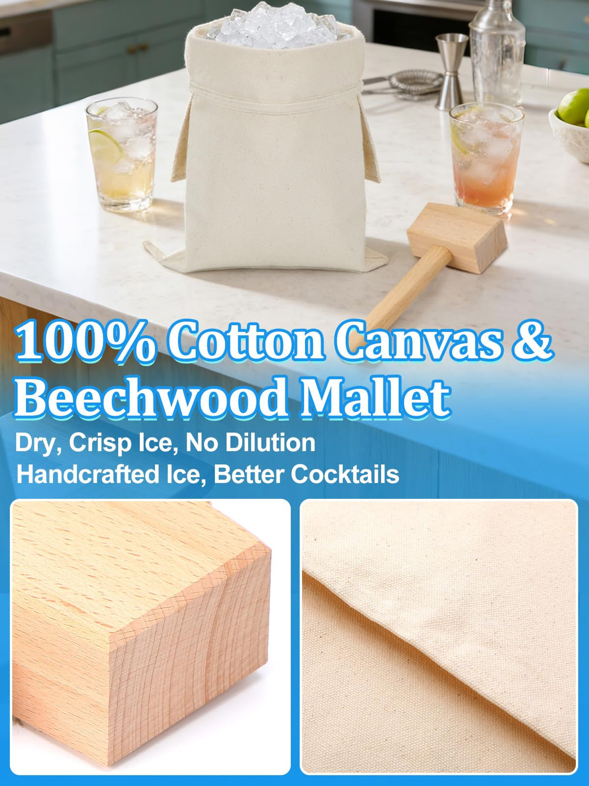ANPHSIN canvas ice bag showing reinforced stitching for longevity.