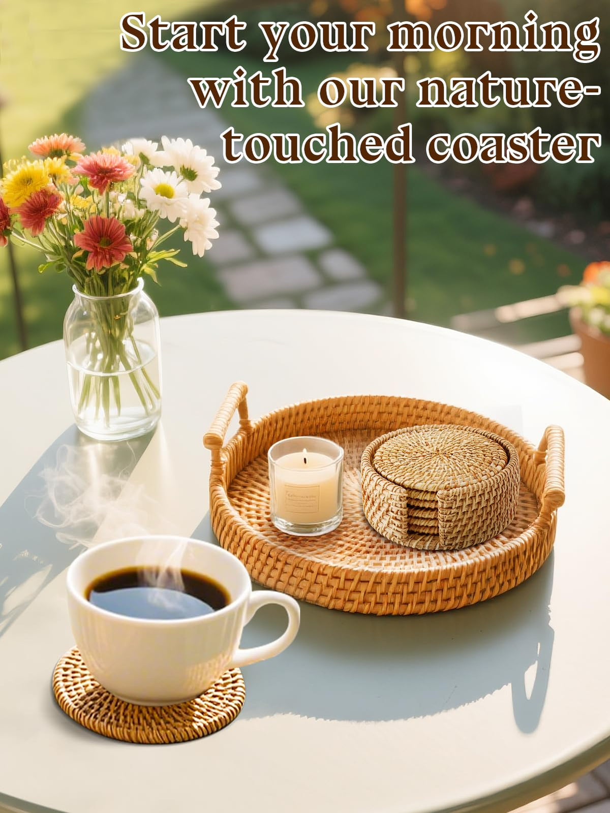ANPHSIN coaster holder keeps coasters neatly organized and ready.