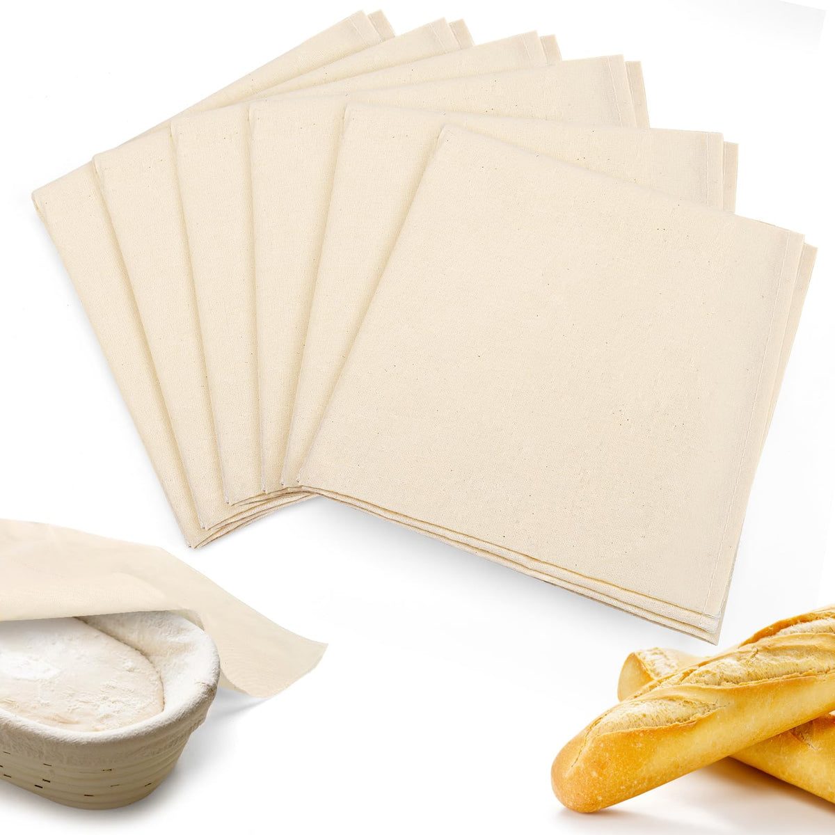 ANPHSIN flour-sack towel 28x28 close-up texture for proofing dough.