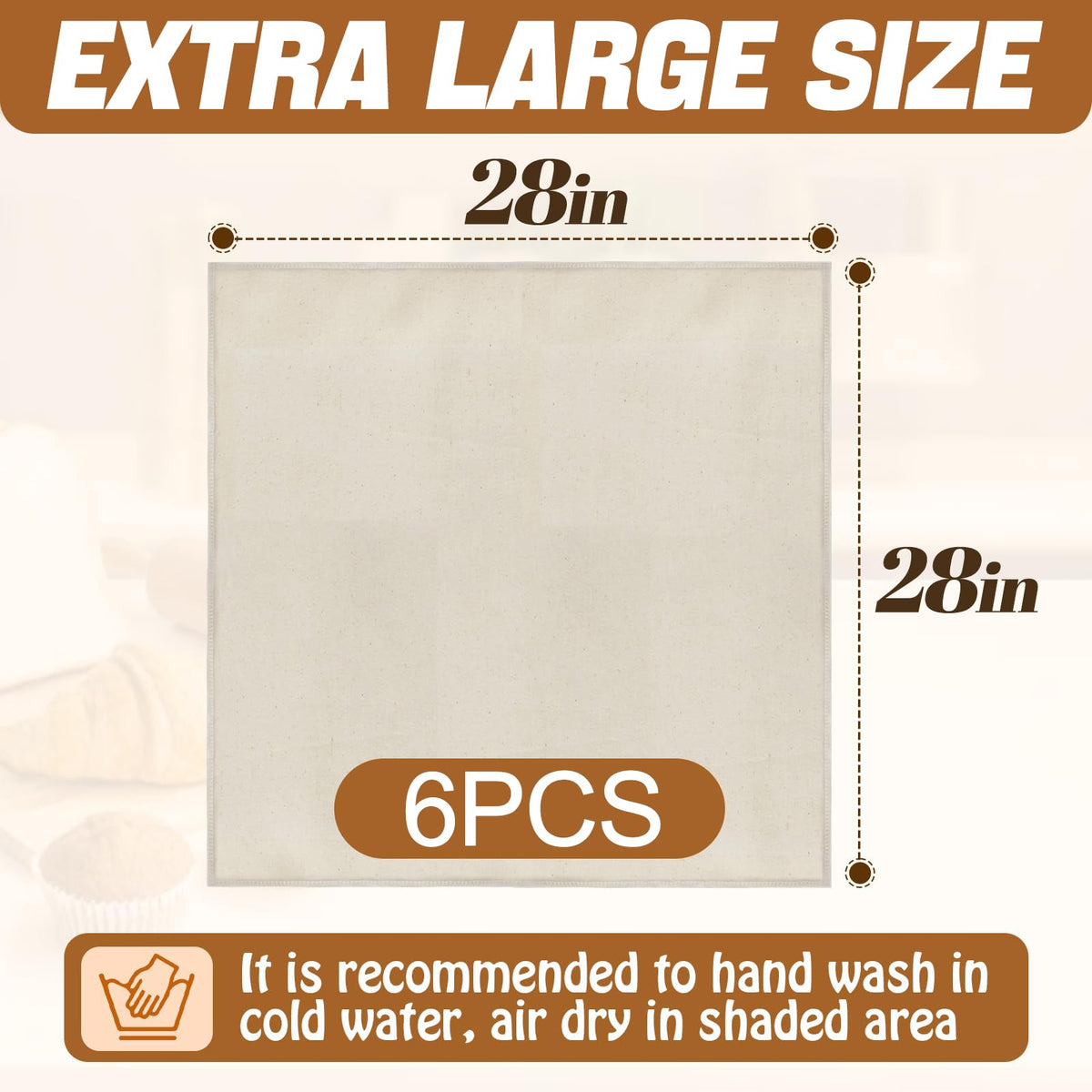 ANPHSIN large 28x28 towel ideal for shaping baguettes.