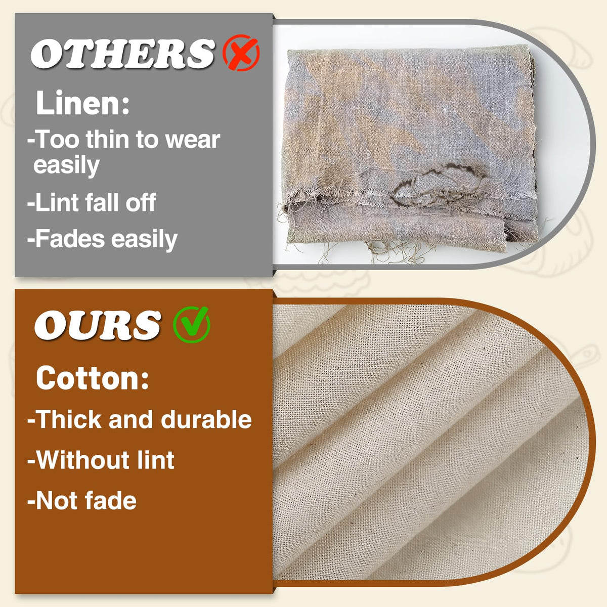 ANPHSIN proofing towel shows breathable cotton for even fermentation.