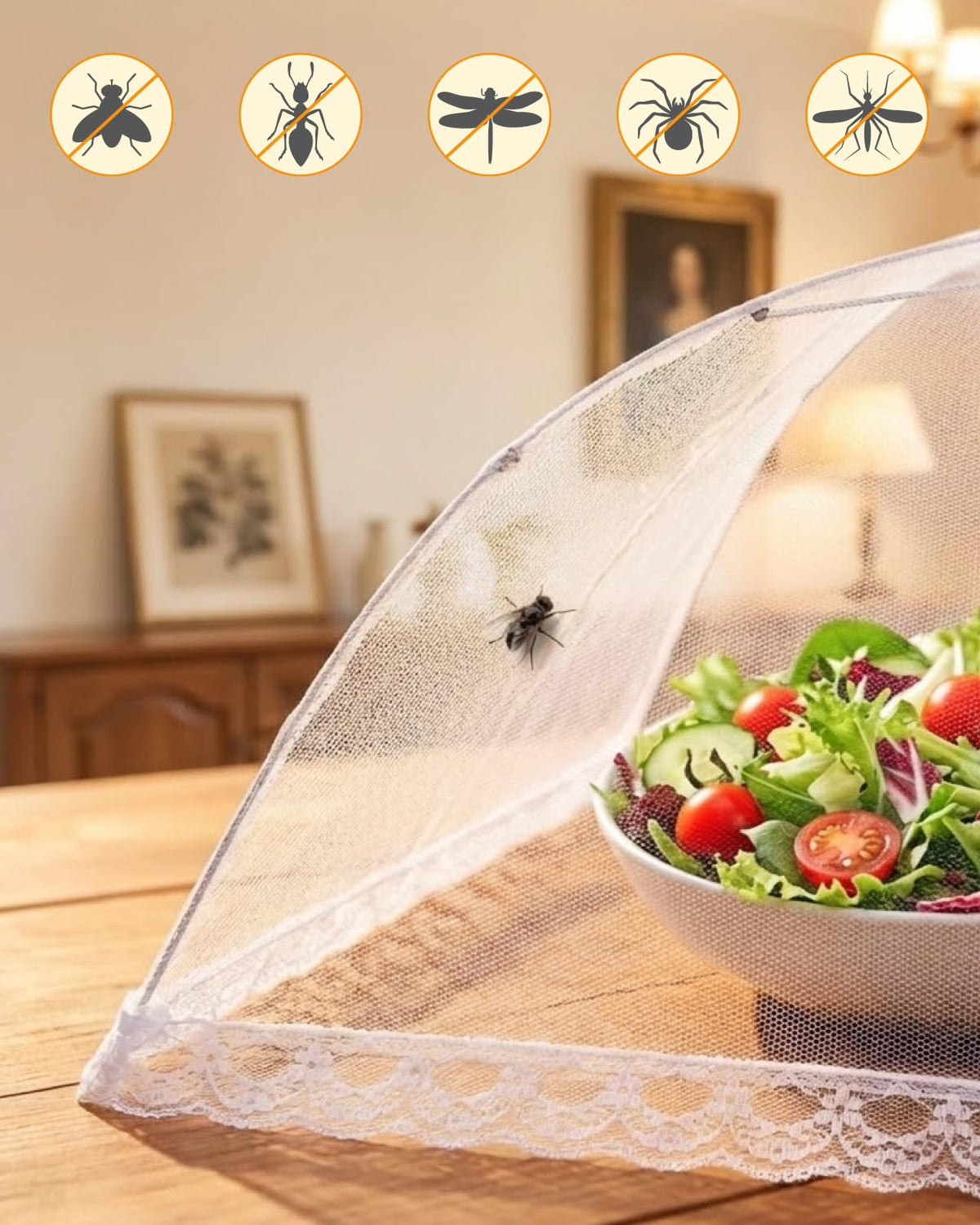Anpro compact-fold six-standards 17x17 cover shields food on the go.