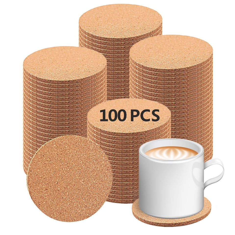 Anpuimult cork coaster round bulk pack protects tabletops.