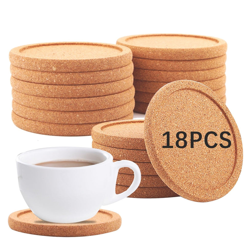 Anpuimult cork coasters set of 18 comofu lip edge for stable cup placement and spill protection