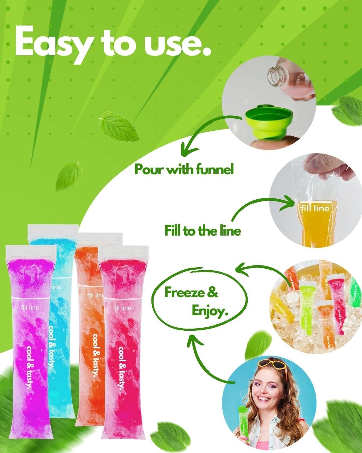 ANSMIO BPA-free ice pop bags for safe on-the-go snacks