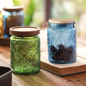 ANSQU vintage glass jar with 700 ml capacity for tea, coffee, or sugar.