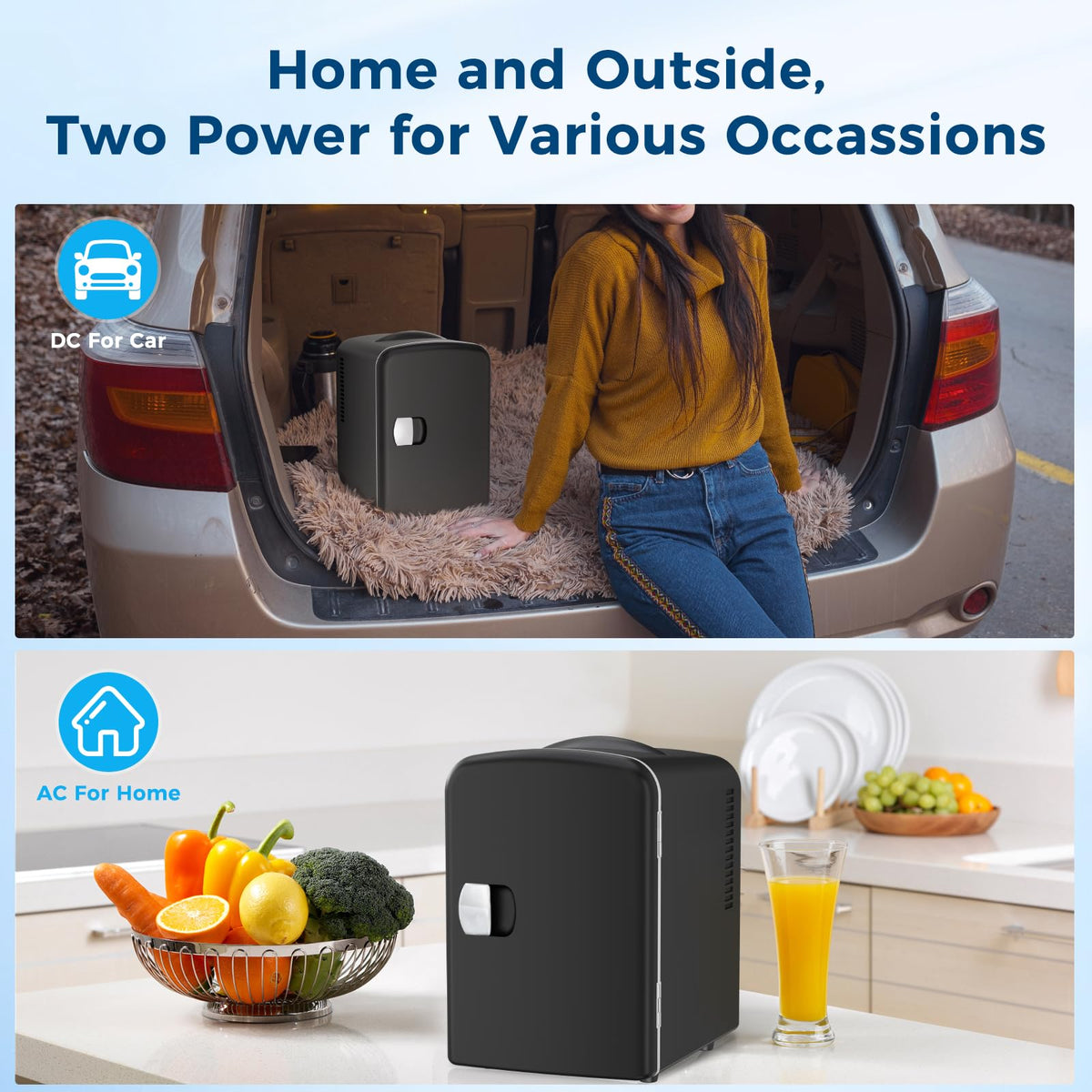 Antarctic Star compact fridge interior with removable shelf for flexible storage.