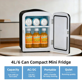 Antarctic Star compact fridge interior shelf shows flexible storage for cosmetics.