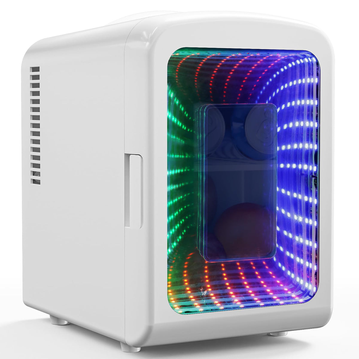Antarctic Star mini fridge 4L capacity stores six cans for desks and small spaces.