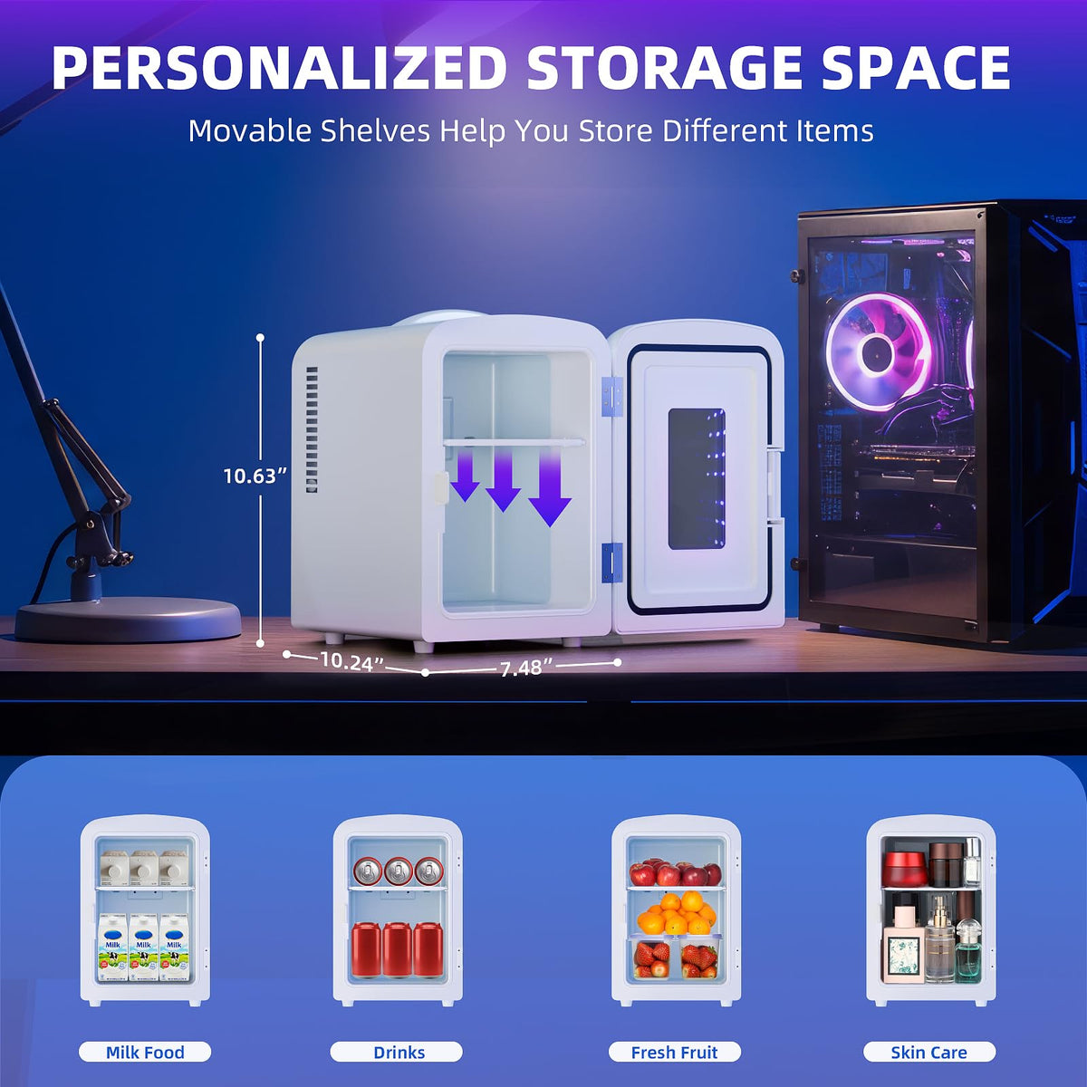 Antarctic Star mini-fridge cools beverages up to 32°F below ambient temperature.