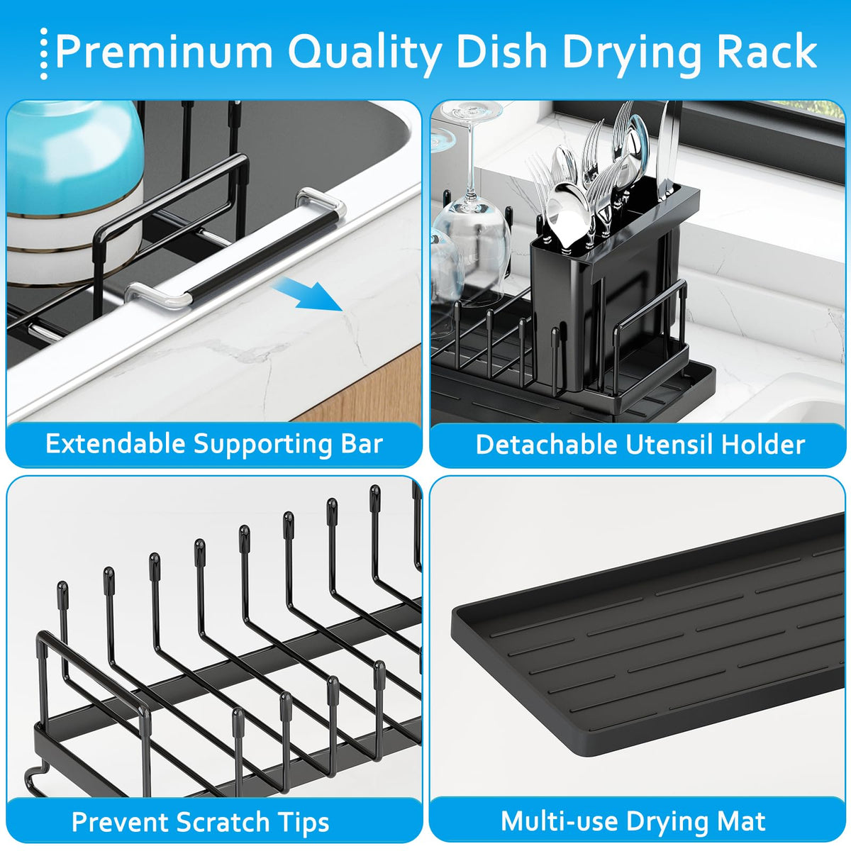 ANTOPY detachable 3-slot cutlery holder with drainage holes