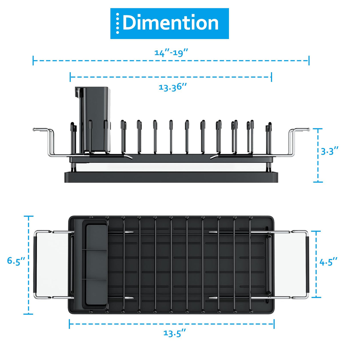ANTOPY easy-setup dish rack for small kitchens and 1-2 people