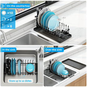 ANTOPY expandable dish rack over sink with adjustable bars fits 14in to 19.2in