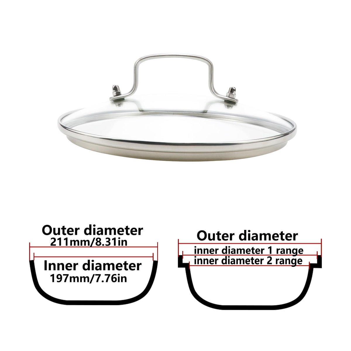 Antrader 8-inch glass lid for pots and pans, easy visibility while simmering