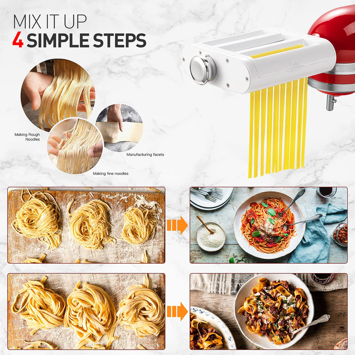 Antree 3-in-1 pasta maker cuts spaghetti from fresh dough.