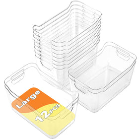 AntStep clear storage bin 12-pack pantry with transparent view for easy organization.
