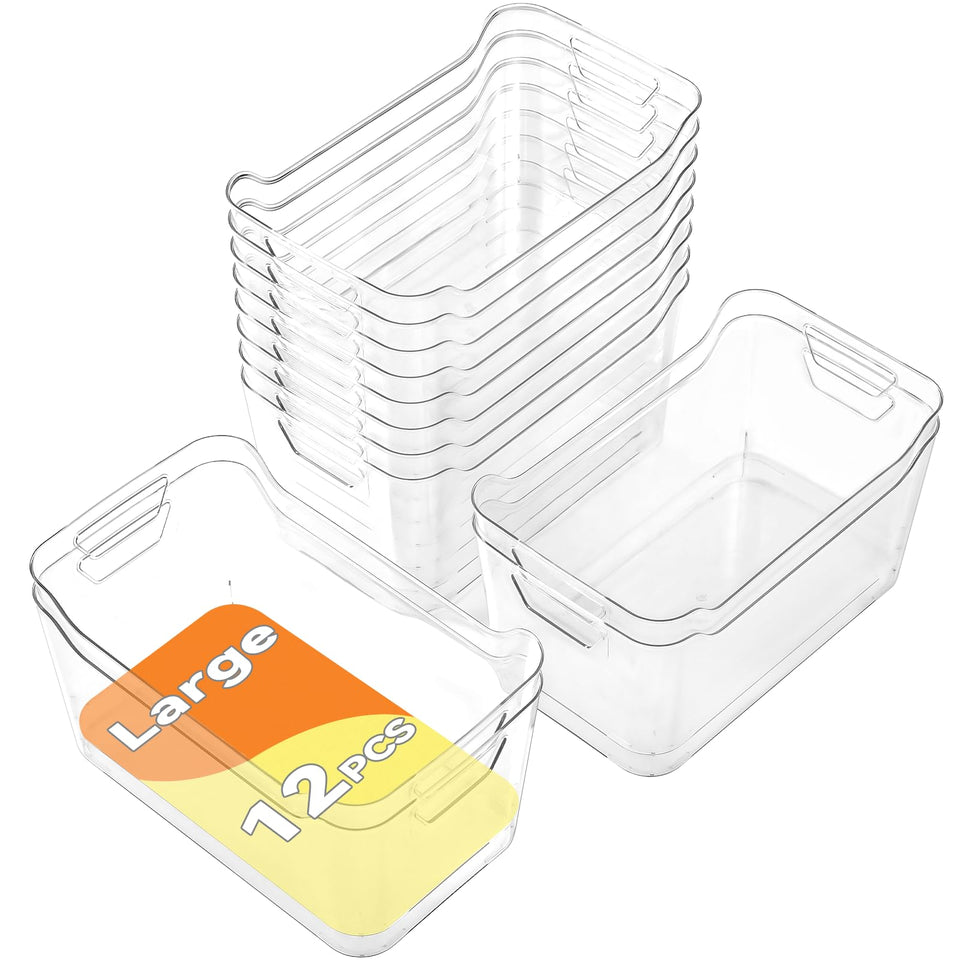 AntStep clear storage bin 12-pack pantry with transparent view for easy organization.