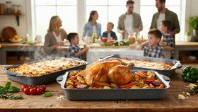 Anveena even-heat performance promotes consistent browning across treats and veggies.