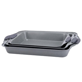 Anveena oven-safe bakeware withstands high heat for roasting and browning up to 446°F.