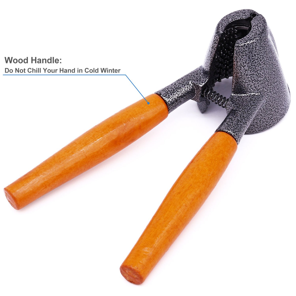 Anwenk nutcracker metal body paired with wood handles ensures reliable cracking.