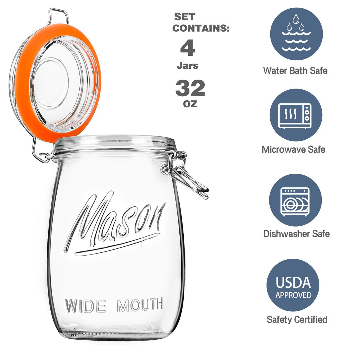 Anwoi mason jar with glass base clearly displays contents for easy prep.