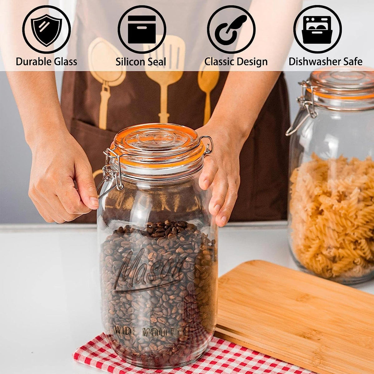 Perfect for storing flour or sugar in a 64oz container