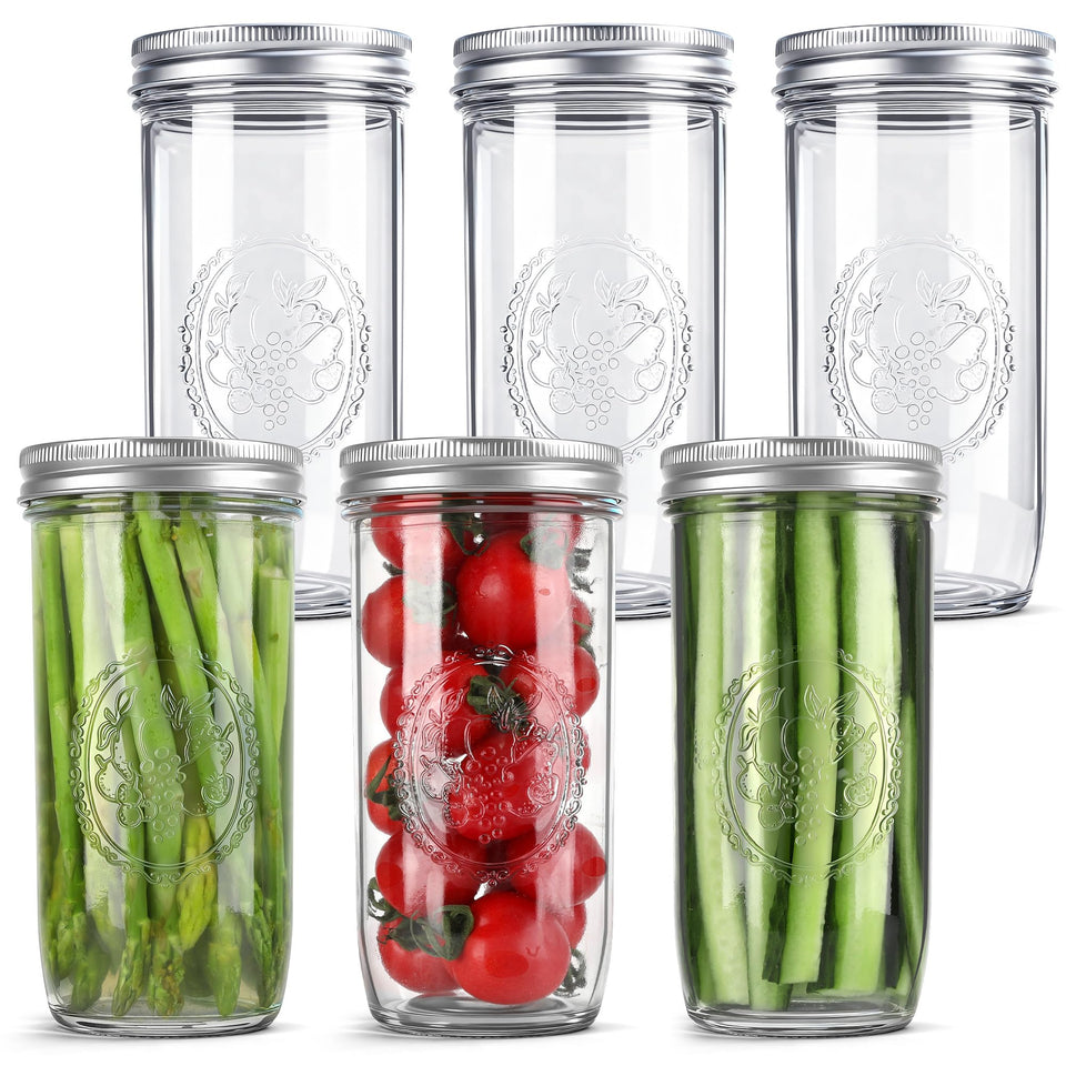 Anwoi Mason Jars 24oz wide-mouth with measurement marks for precise portioning