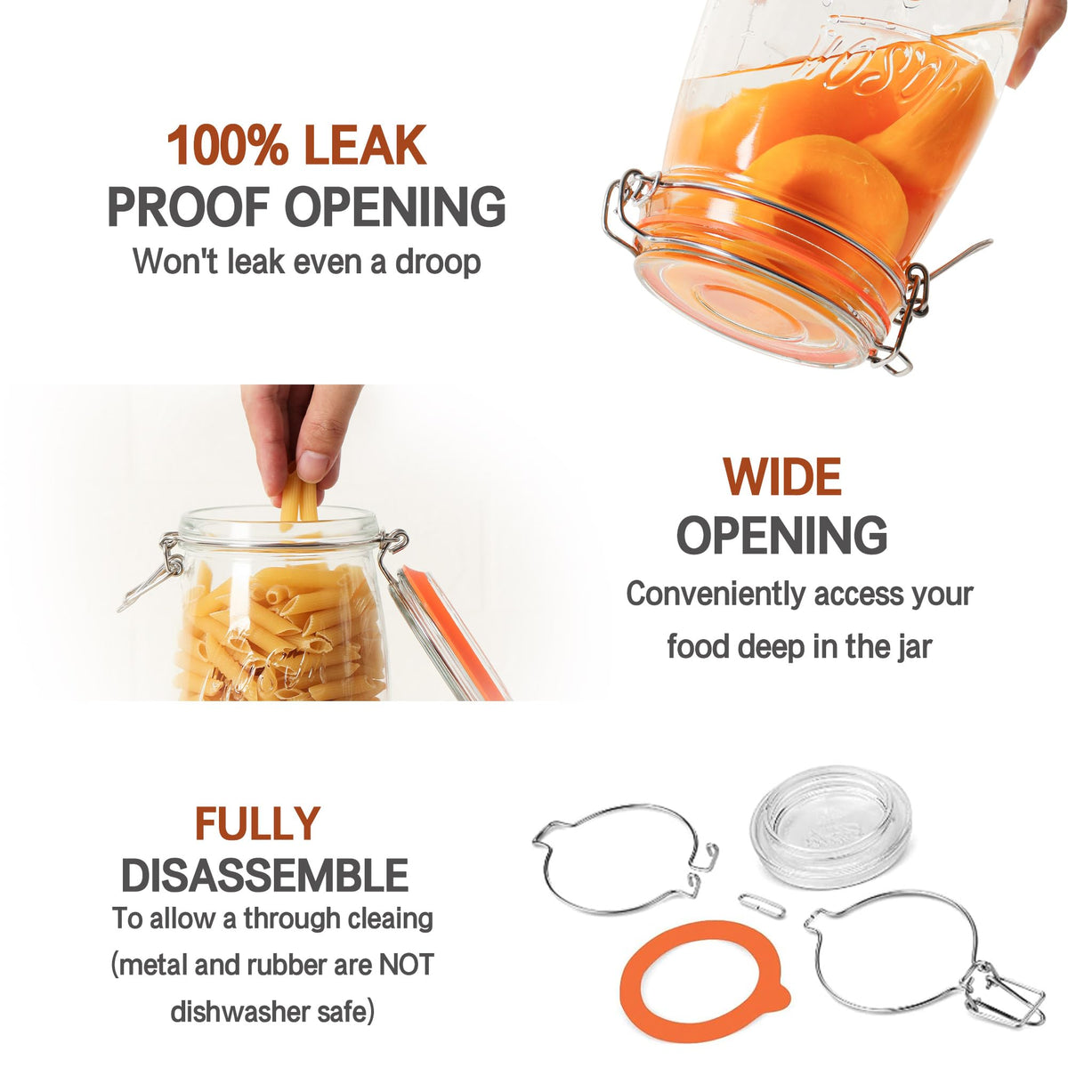 Anwoi transparent-glass kitchen jar aids quick access while keeping ingredients dry.