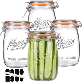 Anwoi wide mouth glass jar 32oz with airtight lid for easy pouring and long-lasting freshness.