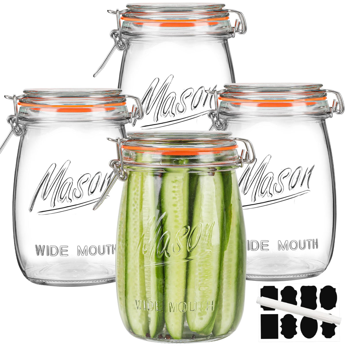 Anwoi wide-mouth mason jar 32oz with airtight lid for organized pantry storage.