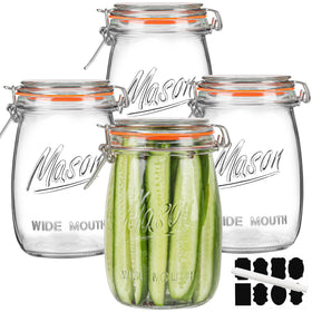 Anwoi wide-mouth mason jar 32oz with airtight lid for organized pantry storage.