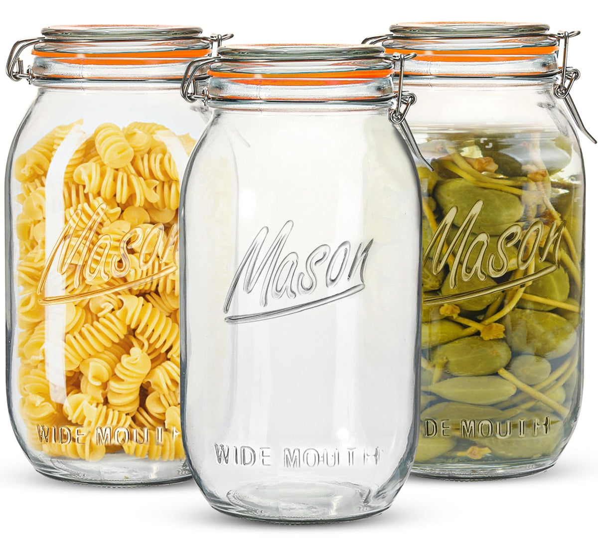 Anwoi wide mouth 64oz mason jar pack with clear glass for easy storage