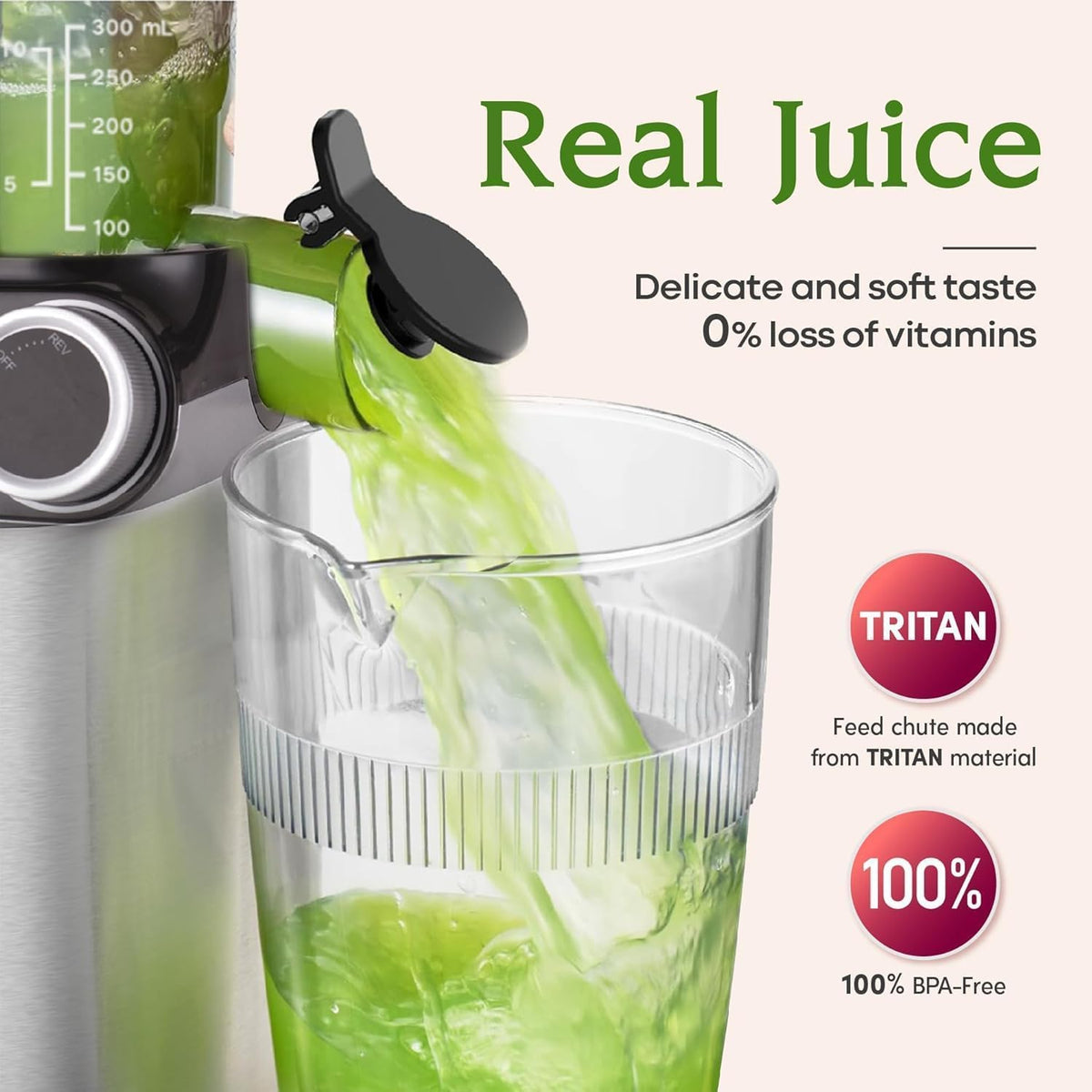Anybear juice pitcher included for convenient serving and storage.