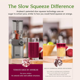Anybear juicer motor-side view emphasizes a powerful 200W motor.