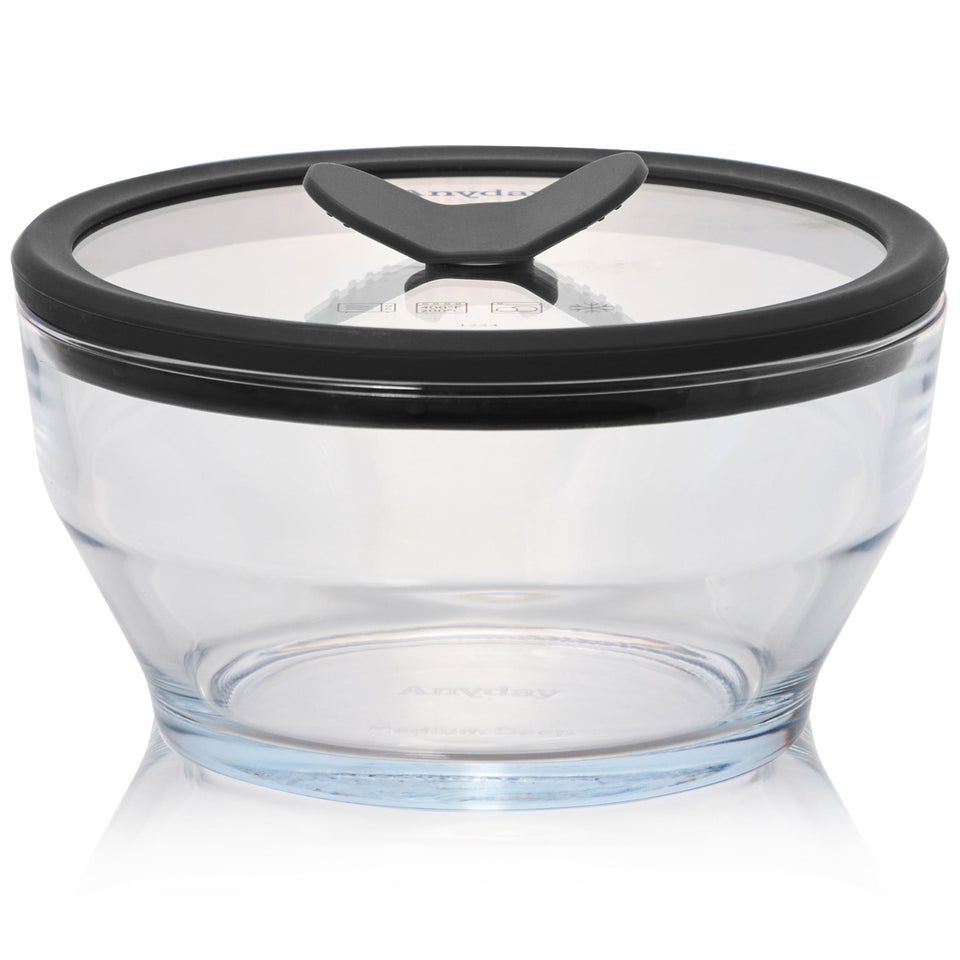 Anyday 4-cup glass storage with lid for leftovers and organized fridge space