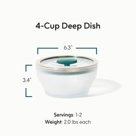 Anyday airtight glass storage with silicone rim and vented knob keeps leftovers fresh.