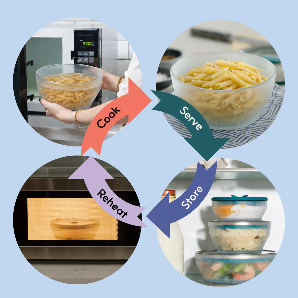 Anyday freezer-safe pasta storage bowl ideal for meal prep.