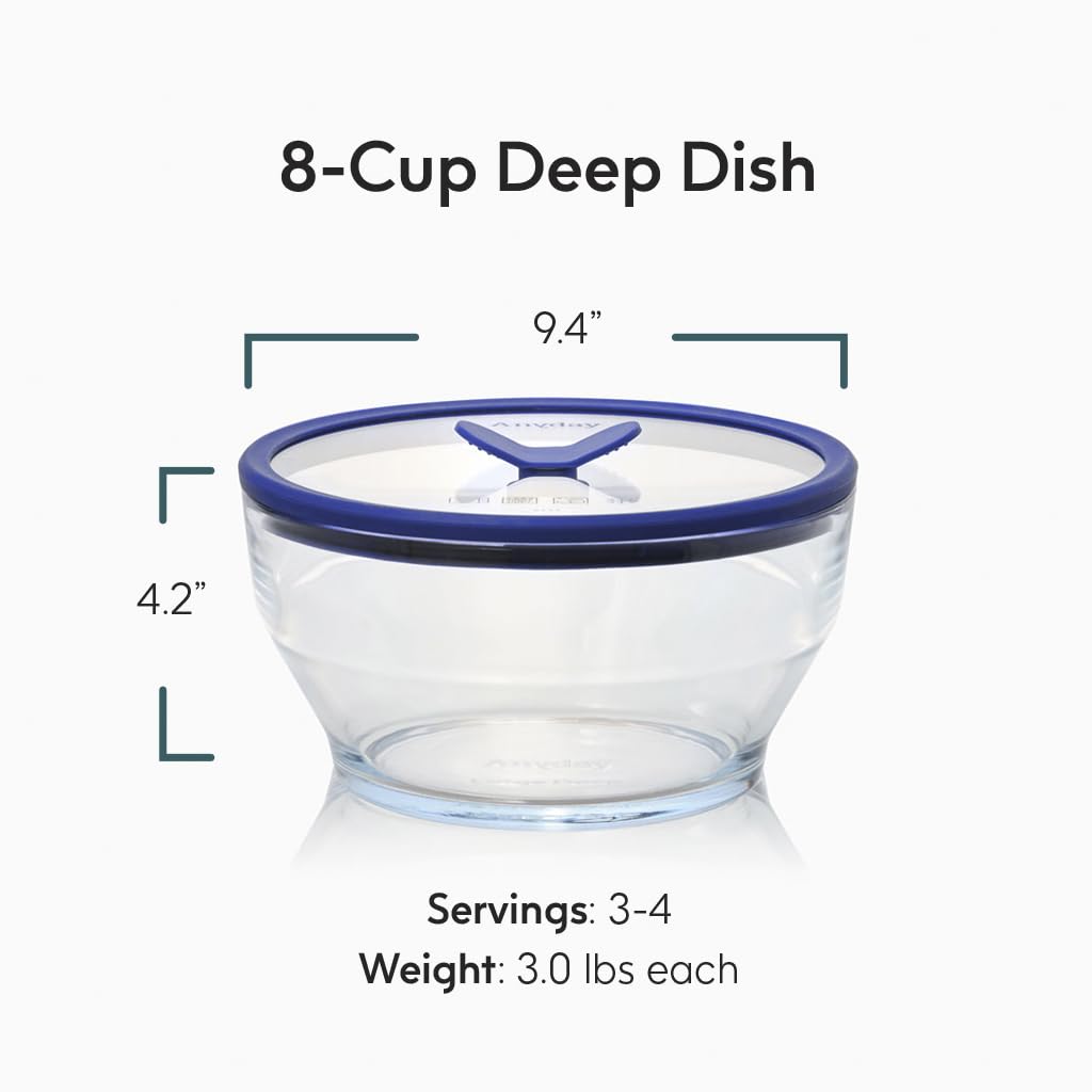 Anyday glass pasta cooker lid venting to release steam safely.