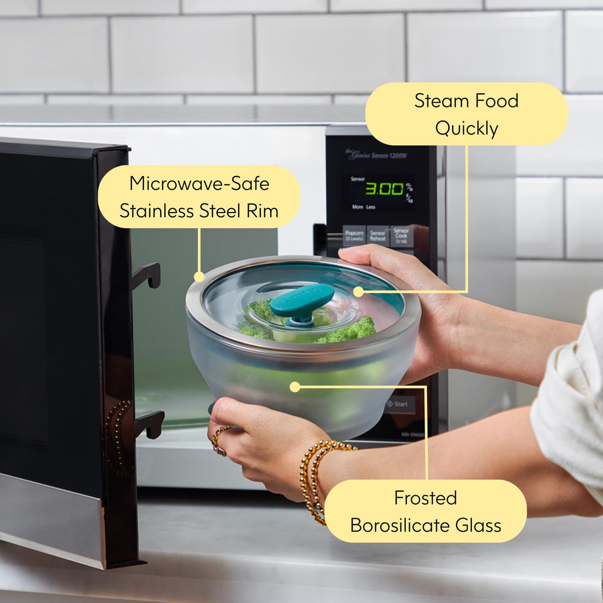 Anyday microwave steamer that is oven- and freezer-safe for versatile use.