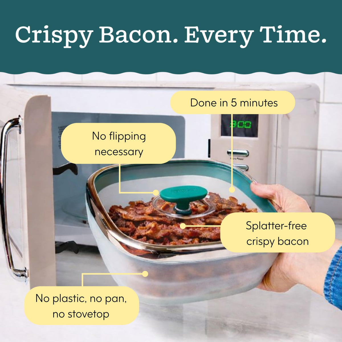 Anyday silicone-rimmed vented lid controls grease splatter.