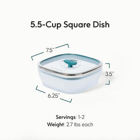 Anyday square glass steamer in microwave for quick, non-toxic meals.