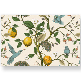 AnyDesign blue bird lemon tree placemat enhances festive table setting and protects surfaces.