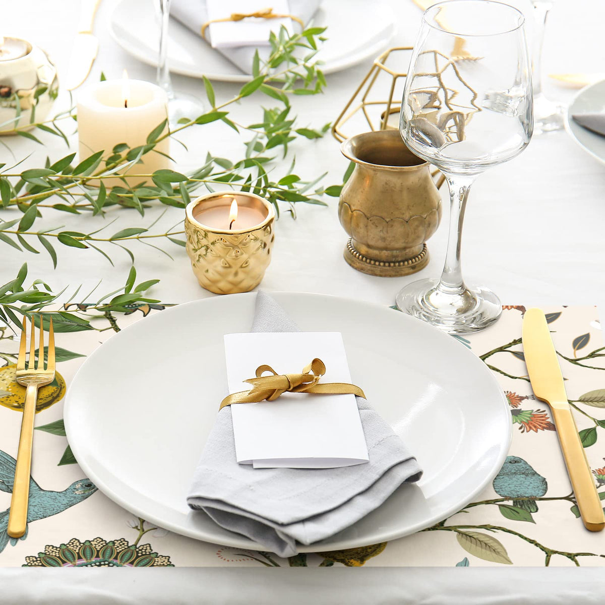 AnyDesign delicate branch bird design placemat adds elegance to meals and gatherings.